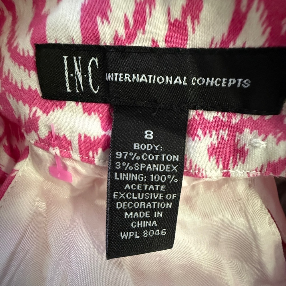 Active Seller!!! INC International Concepts Pink Patterned Summer Dress Size 8 - Picture 2 of 7